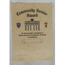 Community Service Award Urkunde