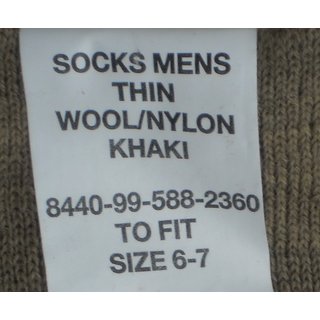 Socks, Mens, Thin, Wool/Nylon, khaki