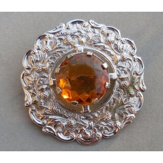 Plaid Brooch, Scottish with Stone