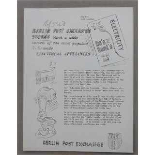 Merkblatt fr Elekrtogerte, Berlin Post Exchange, 1950er Jahre