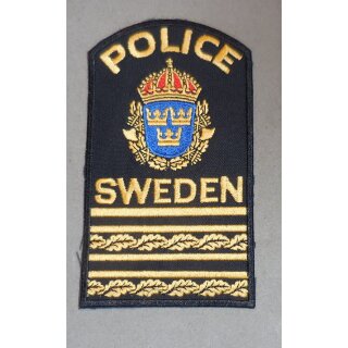 Armabzeichen, Wappen mit Rang, Polizei, Schweden, gestickt