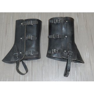 Swiss Leather Gaiters for Soldiers, black