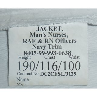 Jacket Mans Nurses, RAF & RN Officers, Navy Trim