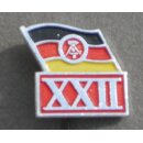 Anniversaries of the GDR 1920b, 9 Years 1958, Iron gold coloured, glued double Ribbon, Brooch Back