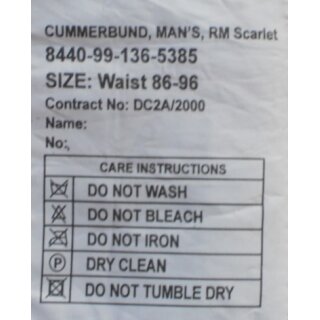Cummerbund, Mans, RM Scarlet Waist 86-96cm, NSN 8440-99-136-5385, minimal getragen