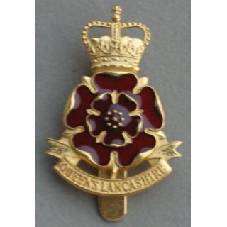 The Queens Lancashire Regiment Alle Ränge, vergoldet/Emailliert, QEC, Neue Form, NSN 8455-99-147-5061, 2003-2006
