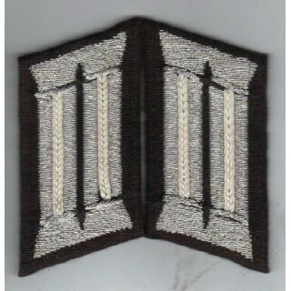 Collar Patches of the Motor Rifles Enlisted, grey sewn Braid, acute Angle,about 1960-65