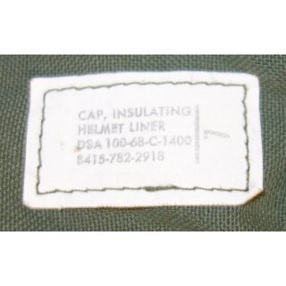 Cap, Insulating, Helmet Liner, olive 7, 1968, new