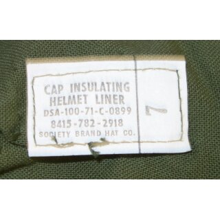Cap, Insulating, Helmet Liner, olive 7, 1971, Type1, new