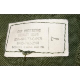 Cap, Insulating, Helmet Liner, olive 7, 1972, new