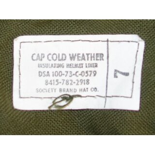 Cap, Insulating, Helmet Liner, oliv 7, 1973, neu