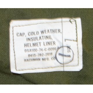 Cap, Insulating, Helmet Liner, olive 7, 1974, new