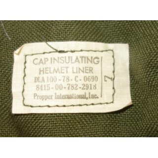 Cap, Insulating, Helmet Liner, olive 7, 1978, new