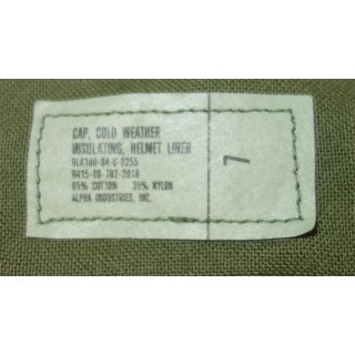 Cap, Insulating, Helmet Liner, oliv 7, 1984, neu