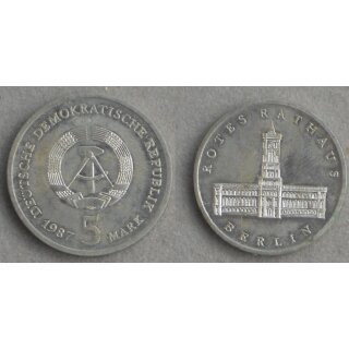 M&uuml;nzen 5 Mark der DDR 1987, Rotes Rathaus - Berlin