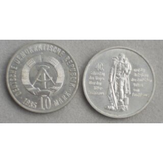 Coins, 10 Marks of the GDR 1985, 40th Anniversary of Liberation from Hitler Fashism