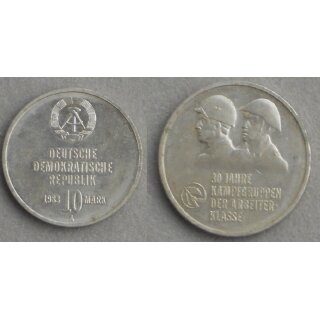 Coins, 10 Marks of the GDR 1983, 30th Anniversary of the Working Class Militia