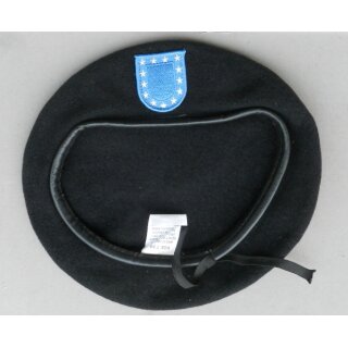 Army Beret, Wool, black, Allgemein mit Flash 7 1/4 - 58cm - L