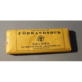 Swedish Forces First Aid Triangle Bandage, various #1, brownish package, 1954, unknown colour