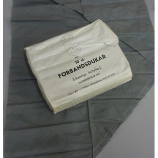 Swedish Forces First Aid Triangle Bandage, various #6, light grey, 1954, orig. pack of 10, Civil Defense