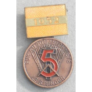 Medal for exellent Achievements 126b/52, bronze coloured, painted, 5-Year Plan