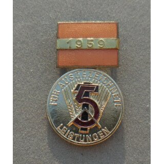 Medaille f&uuml;r ausgezeichnete Leistungen 126c/59, goldfarben, lackiert, 5-Jahrplan