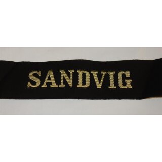"S", Danish Navy Cap Tally Sandvig