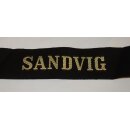 "S", Danish Navy Cap Tally Sandvig