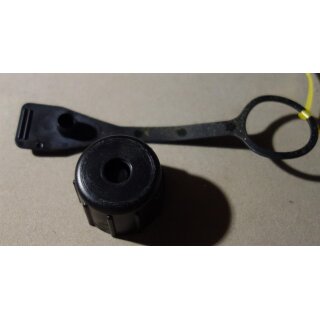 Dutch Canteen Spare Lids, Screw Caps Plastic, black, with Gas Mask Drinking connector, like new