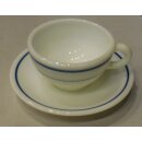 Pyrex Restaurant Tableware, white w. blue Stripes Plate for Coffee Cup