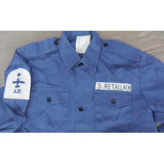 RN, Shirt, Working Dress, Blue, long Sleeve, Badged #1, 38/40, Male, S. Retallack, Able Rate. Air Engineering Mechanic