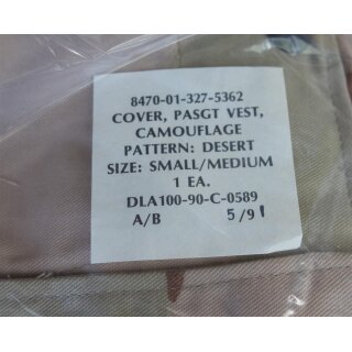 Bezug  für Spliterschutzweste, Body Armor Ground Troops, 3-col. Desert Small / Medium, unworn, original packed 1991