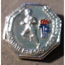 JP Summer Sports Badge 1955, gold coloured Iron, painted