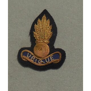 Royal Engineers Kragenabzeichen Offizier, Handgestickt, QEC, Single, mit Scroll