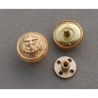 German Navy Anchor Buttons, gold Screw Button, Assmann, 17m, new, for Shoulder Boards