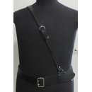 Leather Belt with Shoulder Strap, Sam Browne Style, black