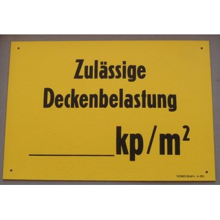Zulässige Deckenbelastung Hinweisschild