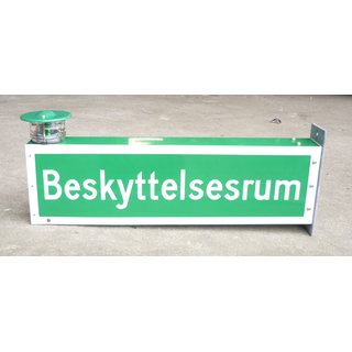 Schutzraum Hinweisschild mit Lampe, Zivilverteidigung