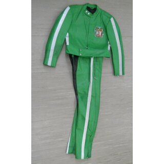Polizei-Motorradanzug, Leder, grün