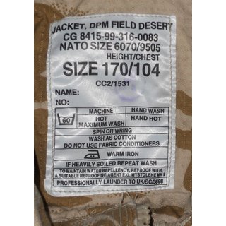 Jacket, Desert DPM, Field, Soldier 95, new - like new