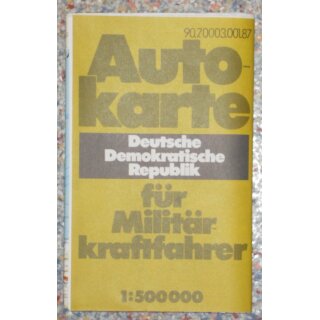 DDR Autokarte für Militärkraftfahrer