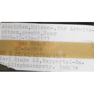 Stoffabzeichen fr Arbeitsmtzen & Panzerbarette, Heer