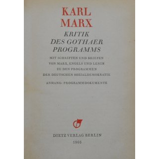 Karl Marx, Critique of the Gotha Programme