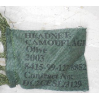 Headnet Camouflage, Olive Drab