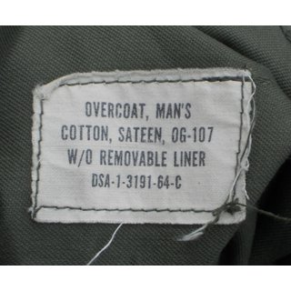 Mantel, Overcoat Mans, Cotton Sateen OG-107, oliv