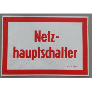Main Power Switch Sign