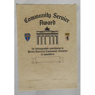 Community Service Award Urkunde