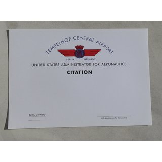 TCA BAU US Administrator for Aeronautics Citation Urkunde