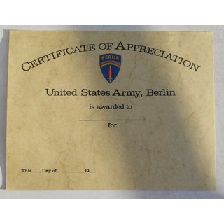 USAB Certificate of Appreciation Urkunde