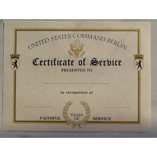 USCB Certificate of Service Urkunde